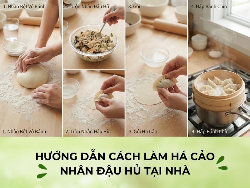 Hướng dẫn cách làm há cảo nhân đậu hủ tại nhà Hướng dẫn cách làm há cảo nhân đậu hủ tại nhà