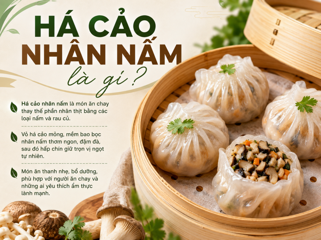 Há cảo nhân nấm dành cho người ăn chay