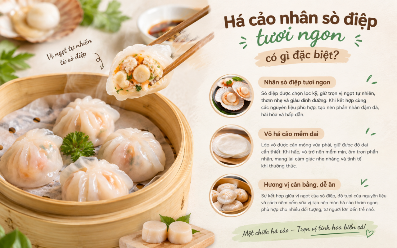 Há cảo nhân sò điệp tươi ngon