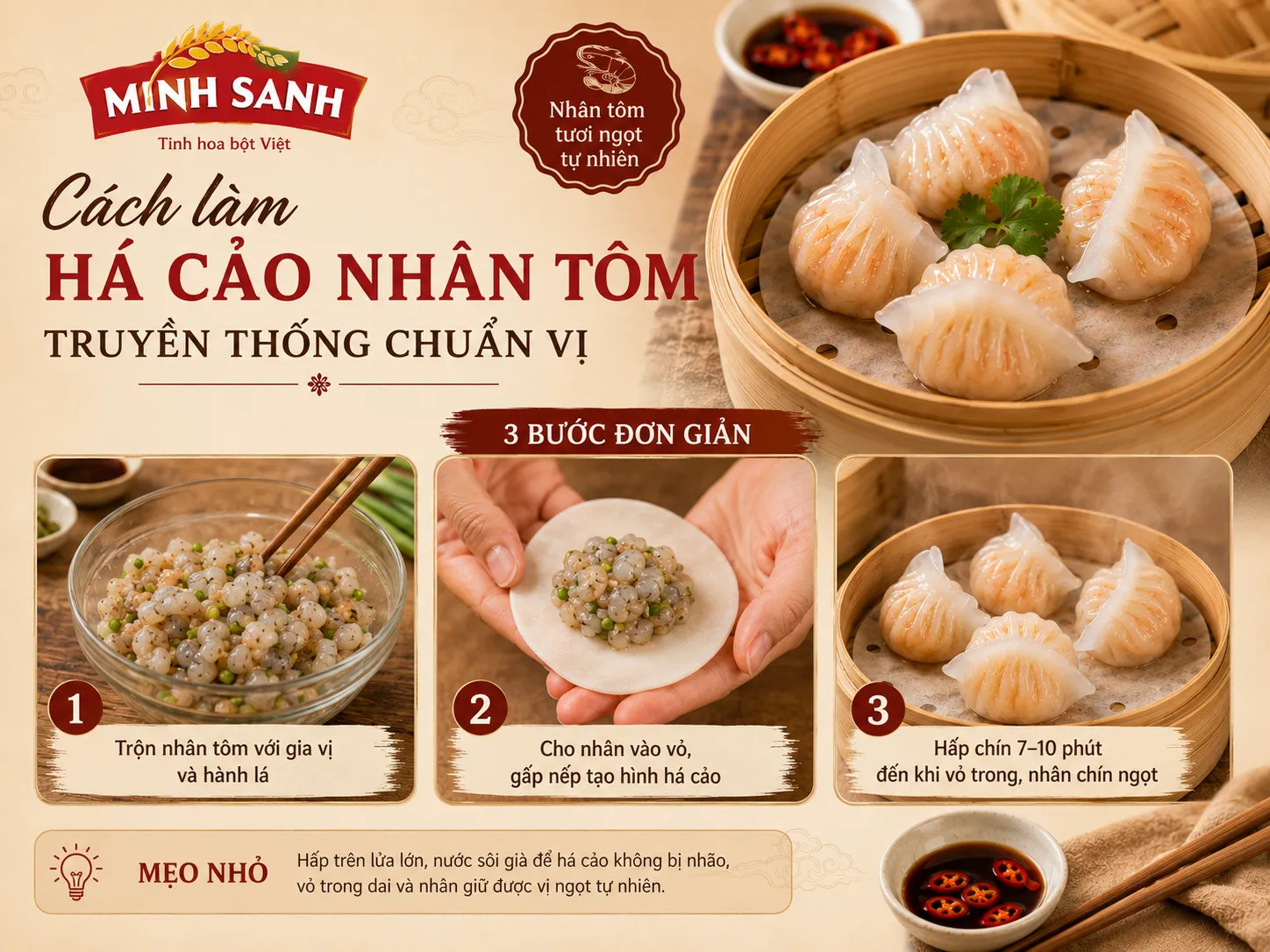 Cách làm há cảo nhân tôm truyền thống chuẩn vị Cách làm há cảo nhân tôm truyền thống chuẩn vị