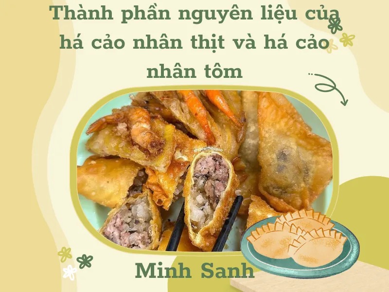 Thành phần nguyên liệu của há cảo nhân thịt và há cảo nhân tôm Thành phần nguyên liệu của há cảo nhân thịt và há cảo nhân tôm